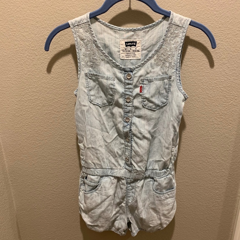 Levi's White Wash Romper w/ Embroideries - Picture 1 of 5